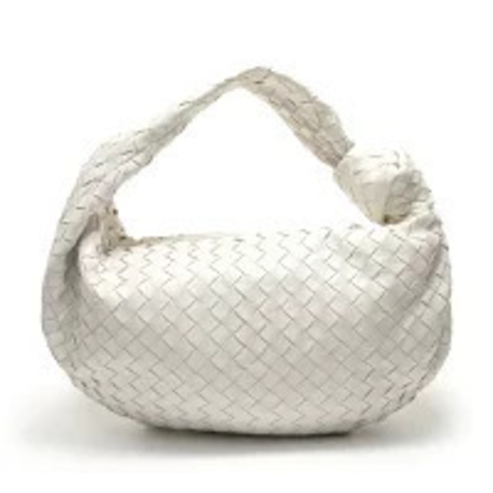 Bottega Veneta Intrecciato Knot Handbag White